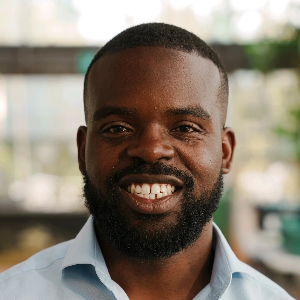 Daniel Noruwa, founder of Horizon, smiling in a pale blue shirt